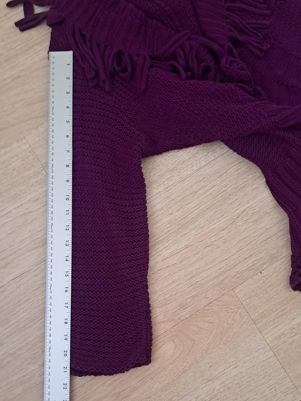 Citiknits Plum Purple Knit Ruffle Fringe Cardigan with Rose Detail 1X Boho - Picture 8 of 12
